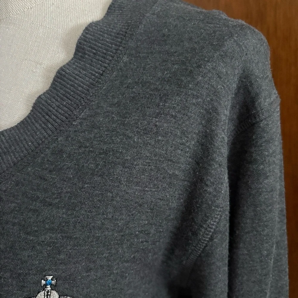 VIVIENNE WESTWOOD Man sz 46 sz S Gray Asymmetrical Cardigan Tencel - Picture 7 of 10